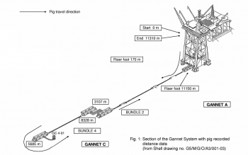 Section of the Gannet System with pig recorded distance data